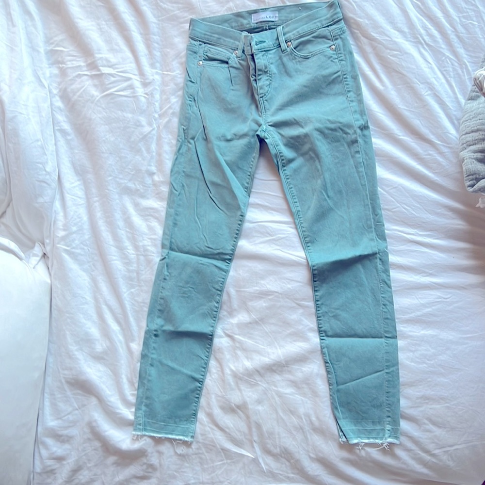 Loft Skinny Crop Jeans Teal
